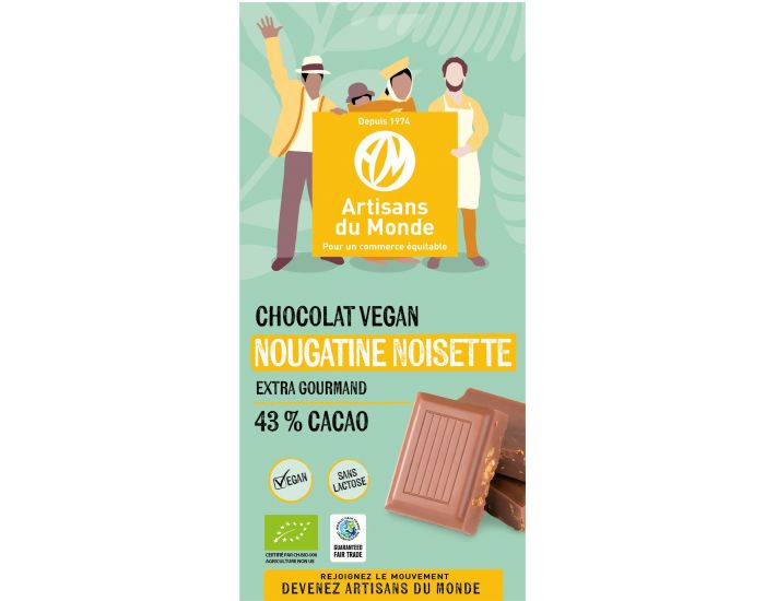 ARTISANS DU MONDE Chocolat Vegan Nougatine Noisettes - 100g