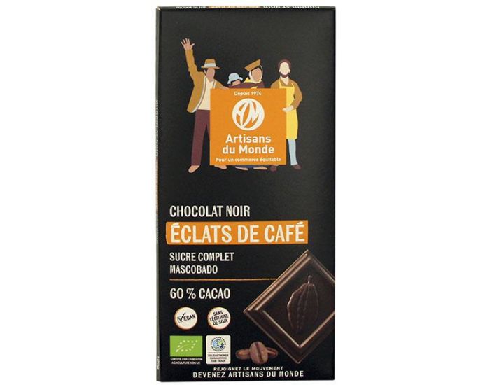 ARTISANS DU MONDE Chocolat Noir Bio aux Eclats de Caf - 100g