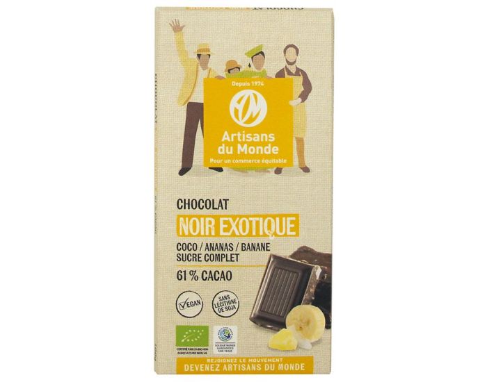 ARTISANS DU MONDE Chocolat Noir Equitable et Bio Exotique - 100gr