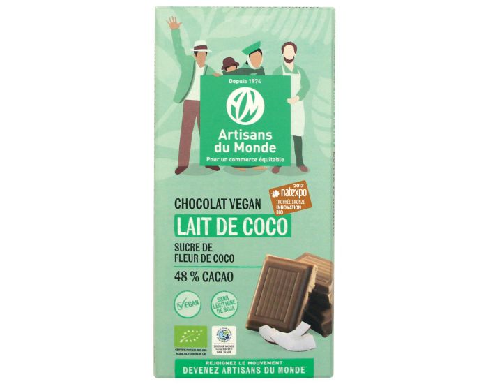 ARTISANS DU MONDE Chocolat Vegan Bio au Lait de Coco - 100g