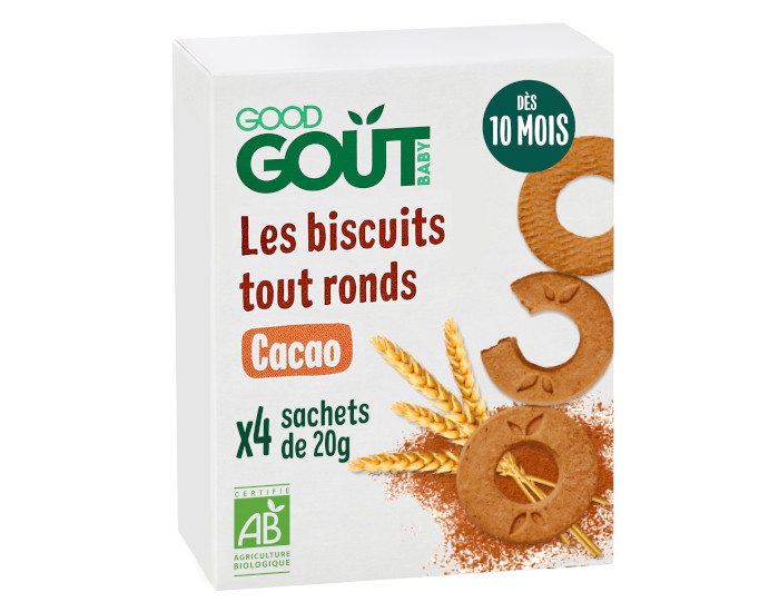 GOOD GOUT Biscuits Tout Ronds Cacao - 80g - Dès 10 mois