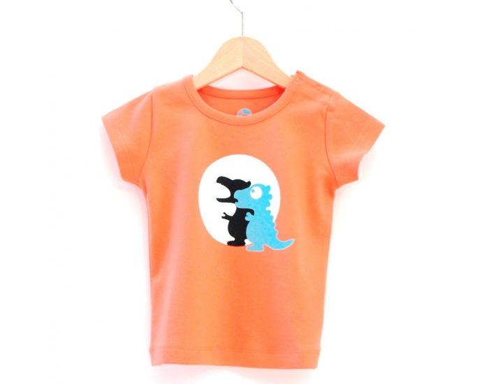 LA QUEUE DU CHAT T-Shirt en Coton Bio - Dinosaure Orange