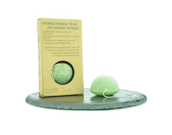 SUN AND SIA Eponge Konjac Sp�ciale Yeux 100% Naturelle Enrichie au Th� Vert - 100g