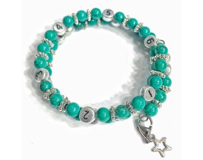 IRREVERSIBLE Bracelet d'Allaitement et Biberonnage en Perles Naturelles Turquoise Bleu