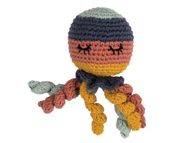 HOPPA Hochet en fil de coton bio Pieuvre