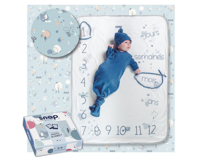 SNAP THE MOMENT Couverture 2 en 1 Photobooth 100% Coton - Fresh forest