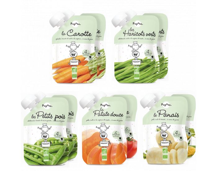 Popote - BIO - Les légumes dès 6 mois - Lot de 10 Gourdes de Légumes pour  Bébé - Dès 6 mois - Texture lisse - 10×120g : : Epicerie