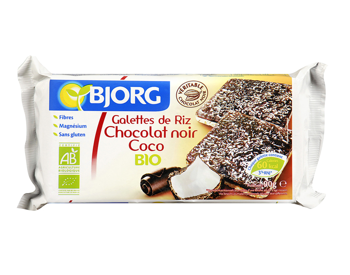 BJORG Fines Galettes de Riz Chocolat Coco - 90 g