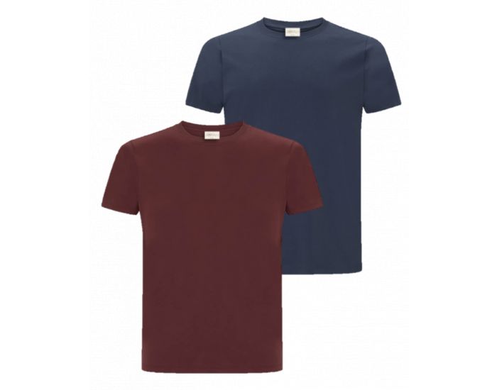 JOYAH Lot de 2 t-shirt Homme en 100% Coton Bio - Bordeaux & Bleu Marine
