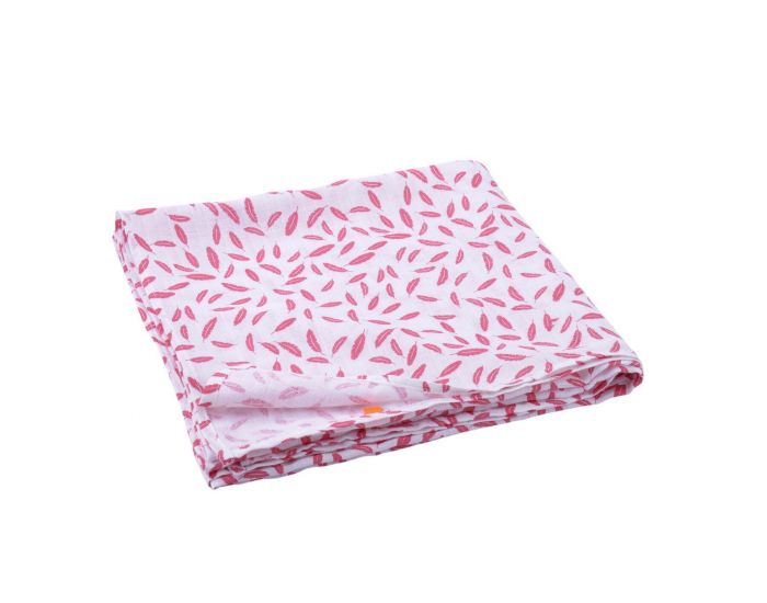 KIKADU Lange Coton organic - Flamant rose - 125 x 125 cm