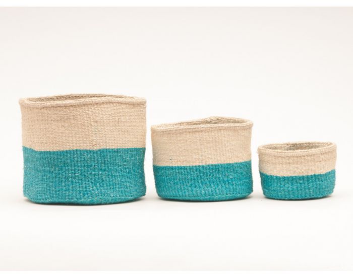 THE BASKET ROOM Lazima Le Panier Tiss� Turquoise et Sisal Clair Equitable