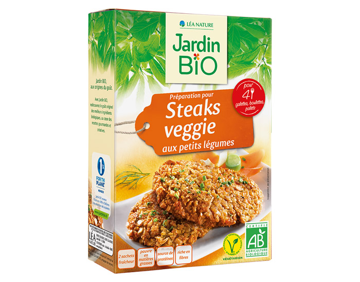 JARDIN BIO Pr�paration pour Steak Veggie aux Petits L�gumes - 2 x 100 g
