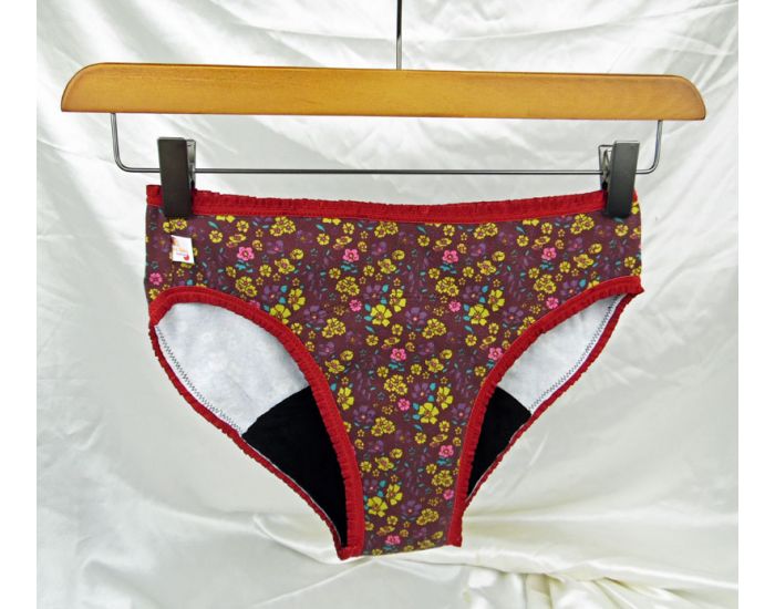 BIOLUNES Culotte Menstruelle en Coton Bio - Fleuri - Mini