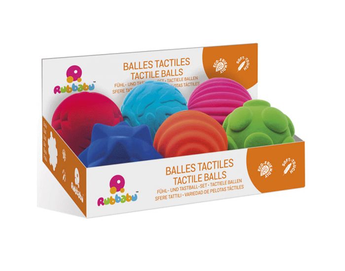 RUBBABU Set De 6 Balles Tactiles - Ds 12 Mois 