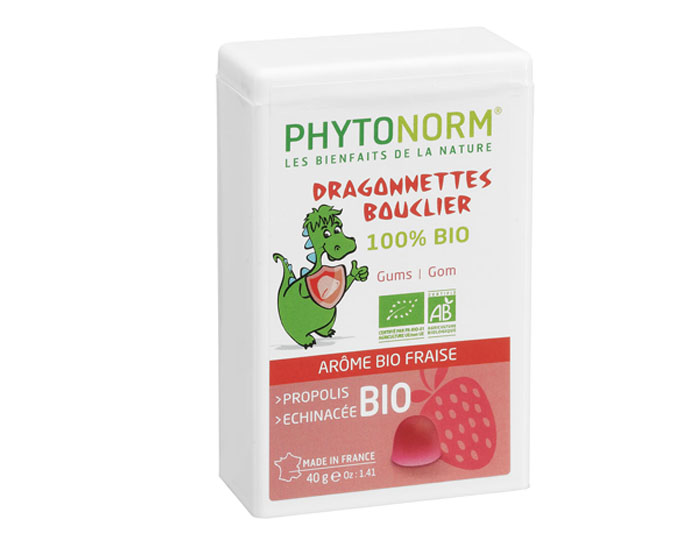 PHYTONORM JUNIOR Gommes Dragonnettes Bouclier - Arôme Fraise - 40 g 