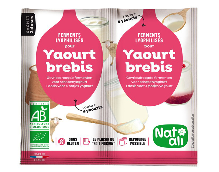 NAT-ALI Ferment pour Yaourt au Lait de Brebis - 2 x 6 g