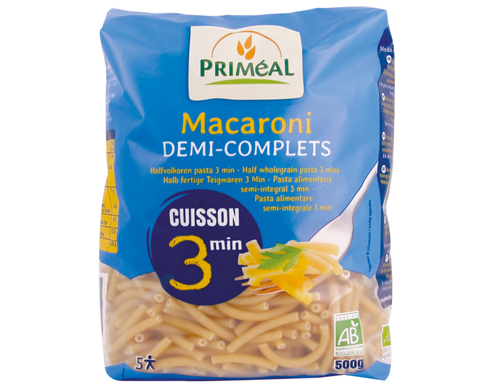 PRIMEAL Macaronis Ptes Demi-compltes Cuisson Rapide 5 kg