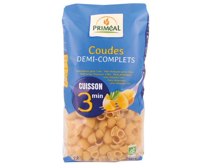 PRIMEAL Coudes - P�tes Demi-compl�tes Cuisson Rapide - 500 g