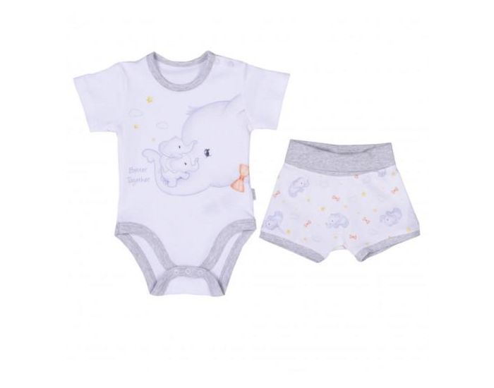 SEVIRA KIDS Ensemble b�b� body et shorty en coton bio - �l�phant