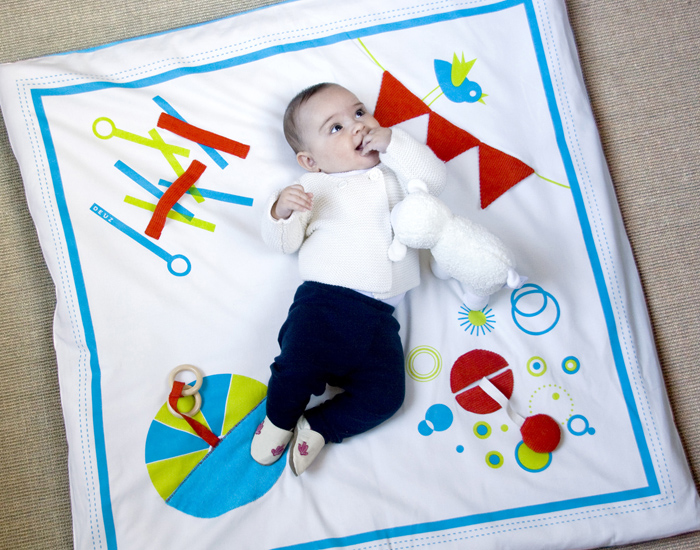 DEUZ Baby Play Mat Tapis d'Eveil pour Bb Bleu-Vert