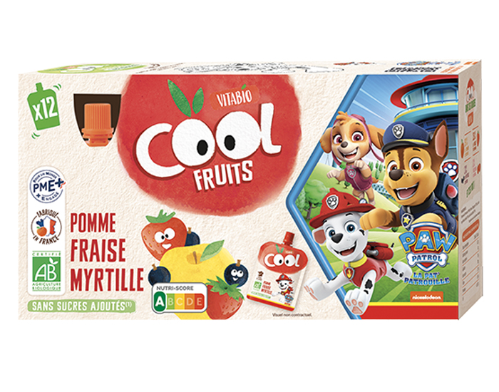 VITABIO Pack Famille Cool Fruits La Pat' Patrouille Pomme Fraise Myrtille - 12x90g