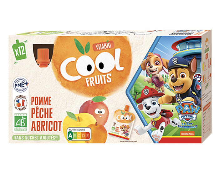 VITABIO Pack Famille Cool Fruits Pomme Pêche Abricot - 12x90g