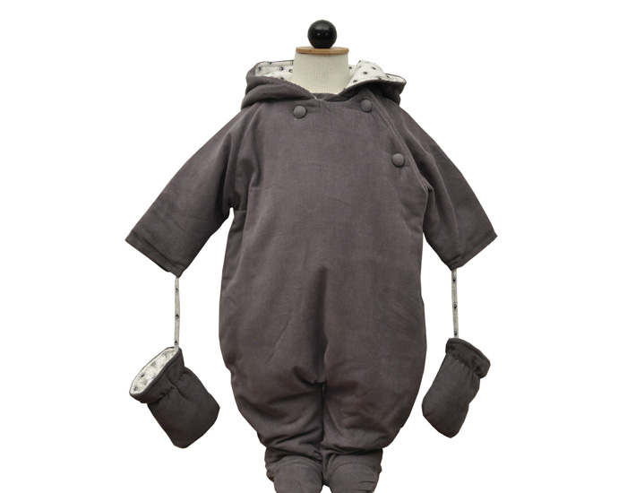 LA QUEUE DU CHAT Combinaison Pilote en Velours avec Moufles Rock Chocolat