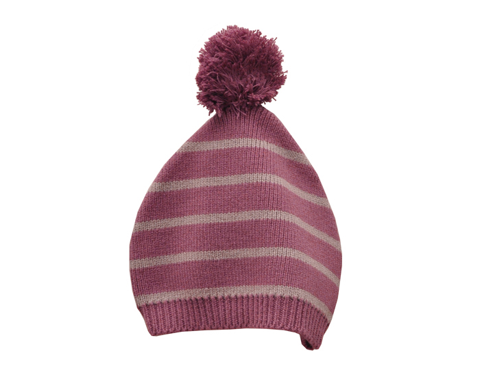 LA QUEUE DU CHAT Bonnet Enfant Pompon Coton Bordeaux