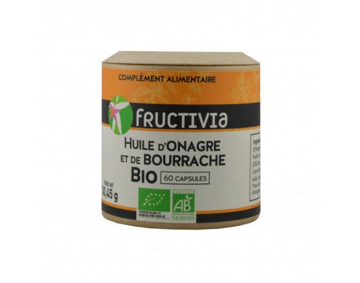 FRUCTIVIA Onagre et Bourrache huile Bio - 60 capsules de 500 mg (7)
