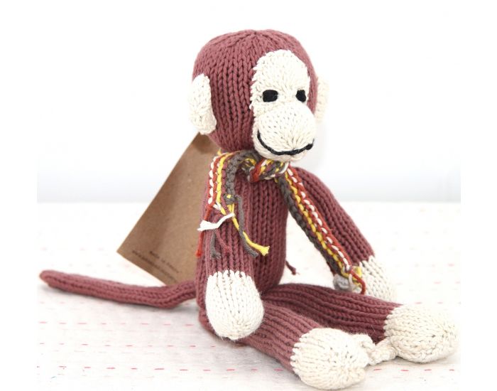 KENANA KNITTERS Singe Chataigne Fait Main Equitable Coton Biologique  (1)