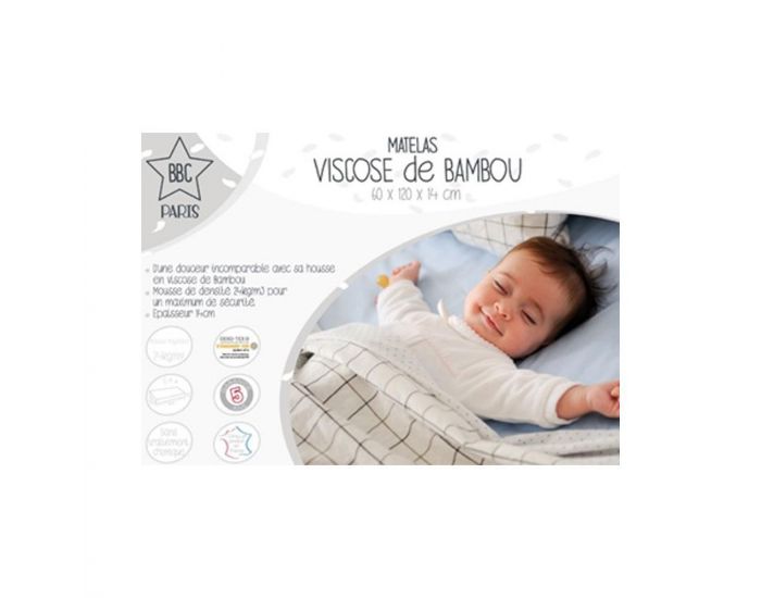  BABYCALIN Matelas Viscose De Bambou - 60x120x14 cm (1)