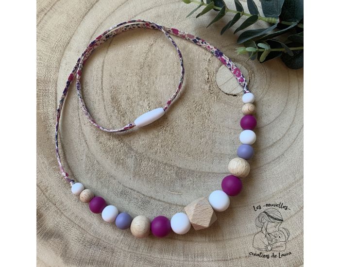 MAWEN MATERNE Collier d'Allaitement ou de Portage Bois et Silicone - Prunelle  (3)