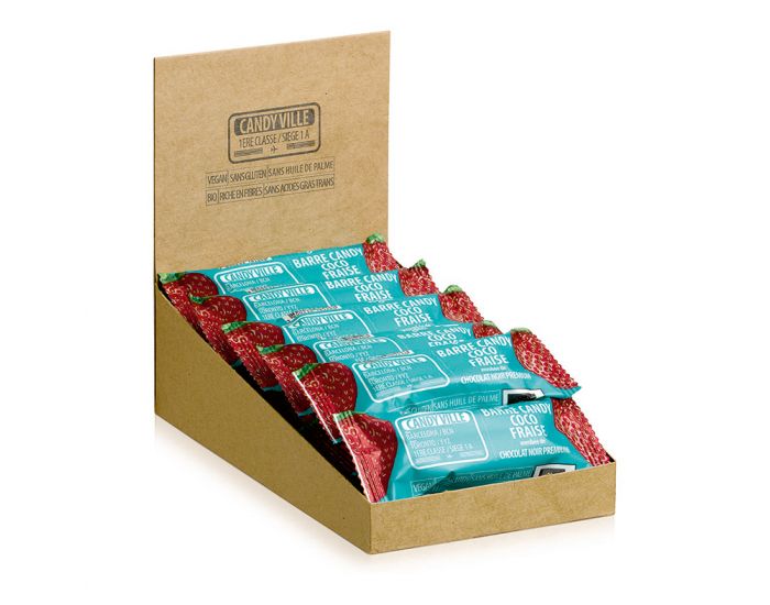 CANDY VILLE Lot de 15+3 Barres Candy Coco Fraise Bio - 50g (1)
