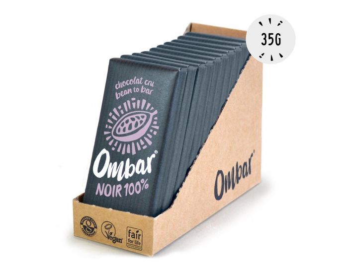 OMBAR Lot de 9+1 Chocolats Crus 100% Cacao Bio - 35g (1)