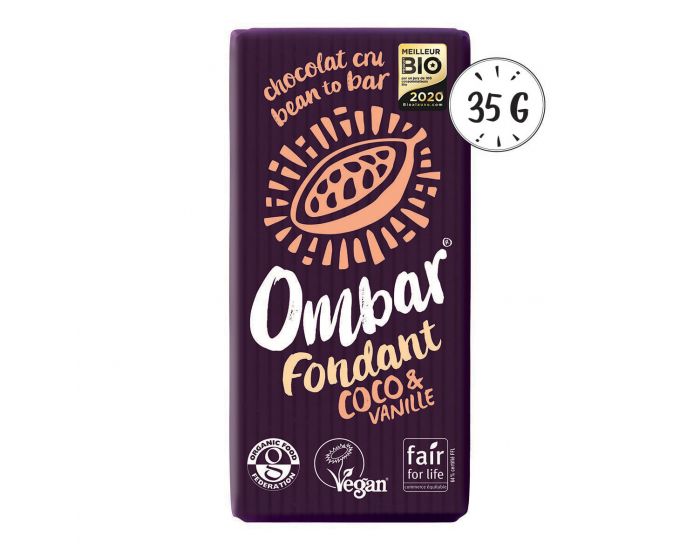 OMBAR Chocolat Cru Fondant Vanille-Coco Bio - 35g (1)