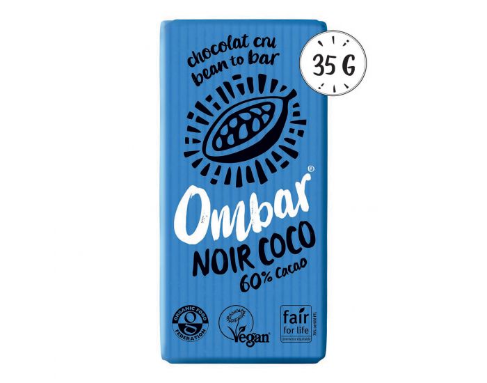 OMBAR Lot de 9+1 Chocolats Crus Noir-Coco Bio - 35g (1)