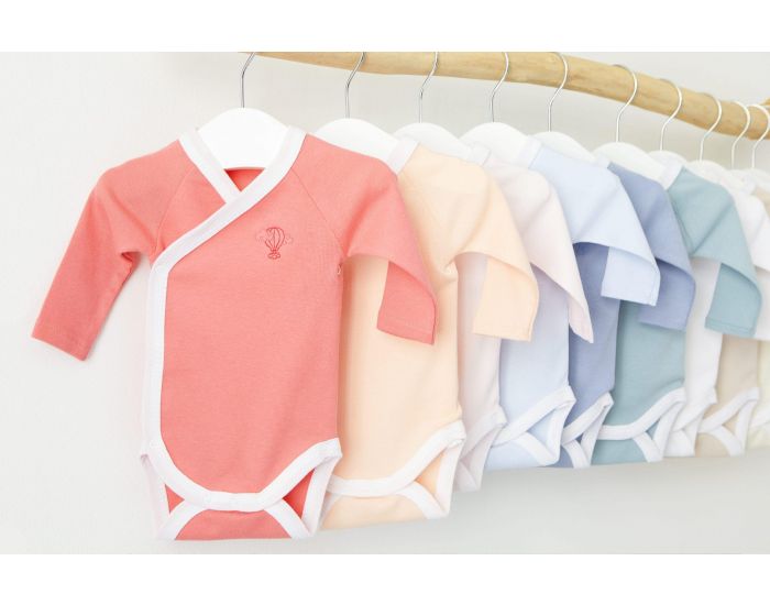  Body crois� Manches Courtes - 100% Coton Bio - Corail (5)