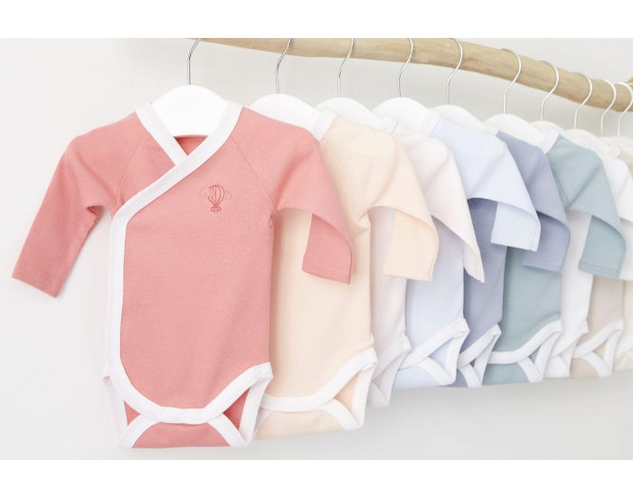  Body crois� Manches Courtes - 100% Coton Bio - P�che (7)