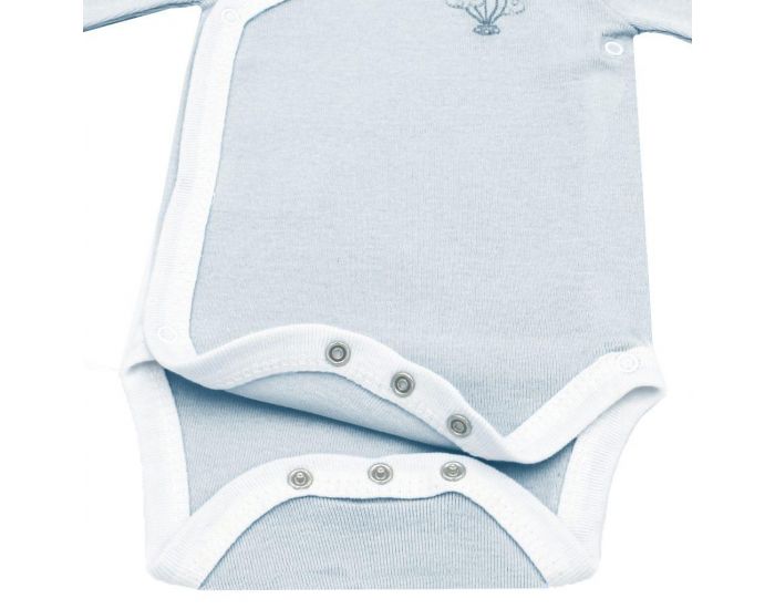  Body crois� Manches Courtes - 100% Coton Bio - Azur (2)