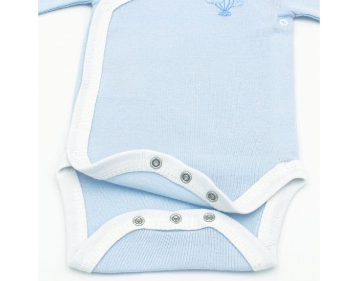  Body crois� Manches Courtes - 100% Coton Bio - Azur (15)