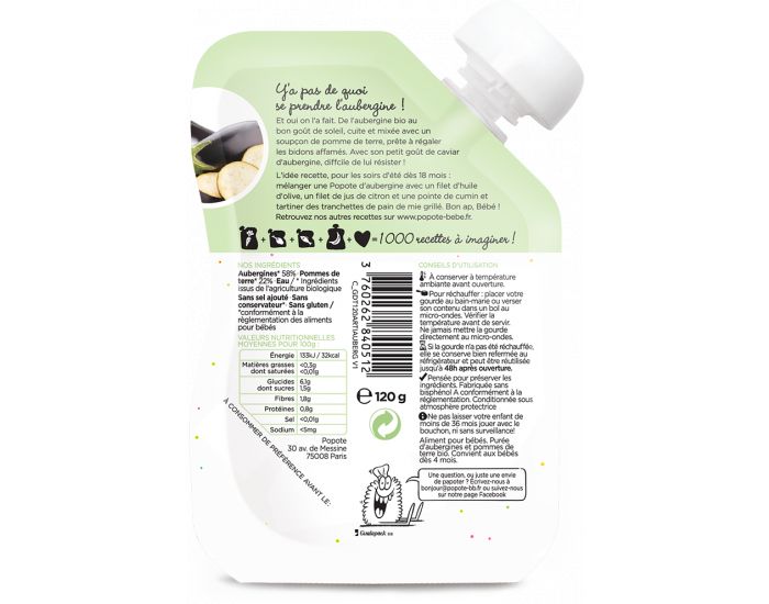 POPOTE L' Aubergine - Lot de 10 Gourdes - D�s 4 mois (1)