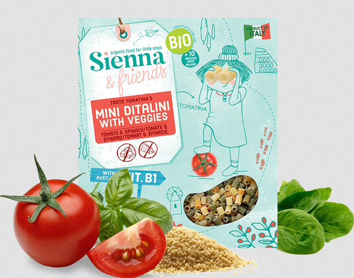 SIENNA AND FRIENDS Mini Ditalini avec Veggies - 350 g - Ds 10 mois  (1)