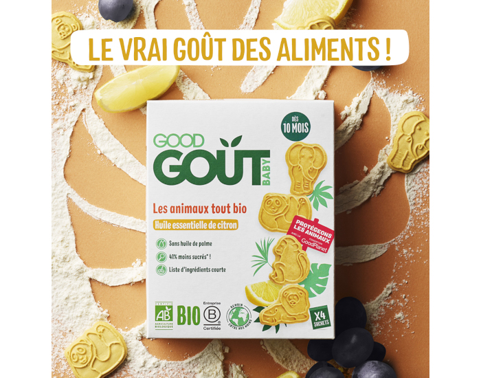 GOOD GOUT Biscuits Animaux Tout Bio au Citron - Dès 10 mois - 80g (1)