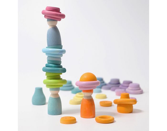GRIMM'S Anneaux en bois pastel - D�s 3 ans (2)