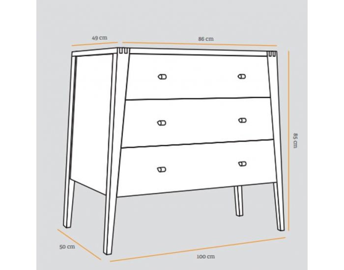 LEANDER Commode 3 Tiroirs Linea en H�tre (4)