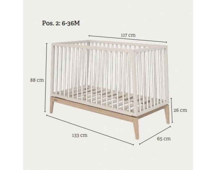 LEANDER Lit B�b� Luna Blanc/Ch�ne  60 x 120 cm (17)