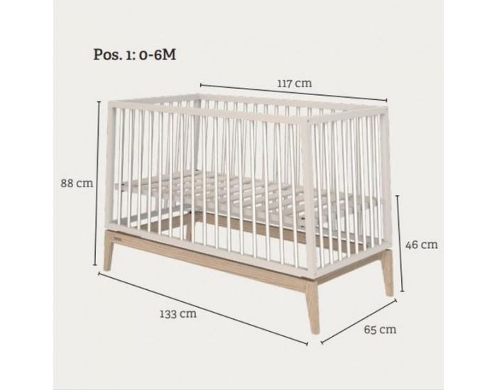 LEANDER Lit B�b� Luna Blanc/Ch�ne  60 x 120 cm (7)