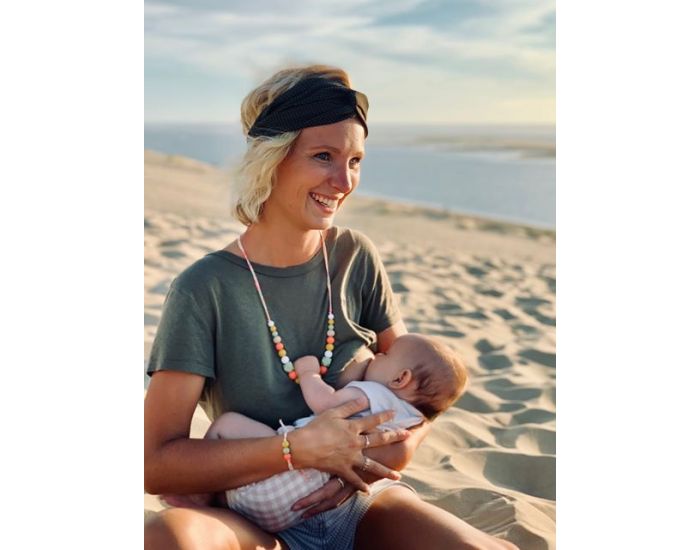 MAWEN MATERNE Collier d'Allaitement, de Dentition Bois et Silicone - Sorbet d'Et (2)