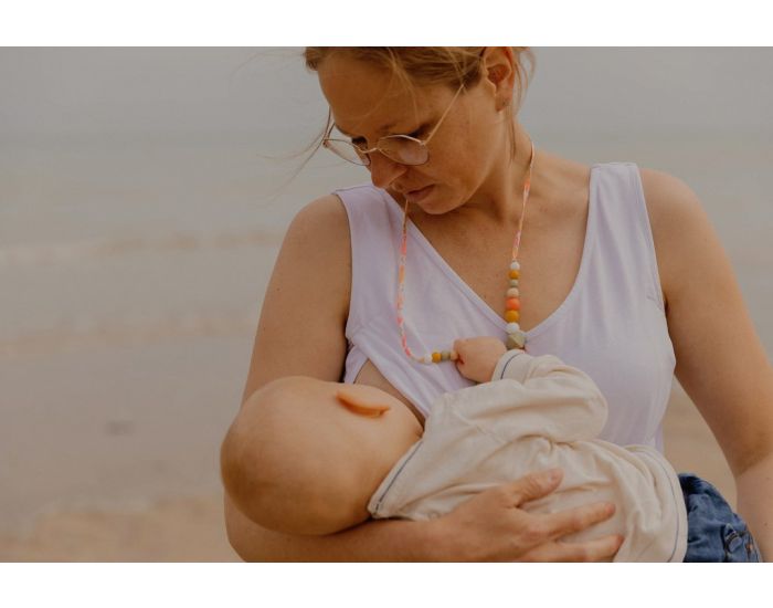 MAWEN MATERNE Collier d'Allaitement, de Dentition Bois et Silicone - Sorbet d'Et (3)