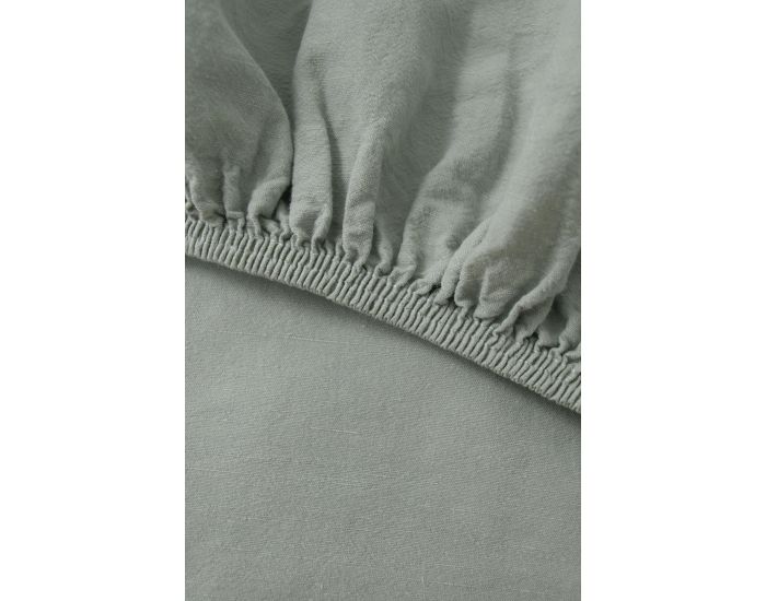 KADOLIS Drap Housse Lin Et Coton Bio Adulte - Vert Aqua (1)